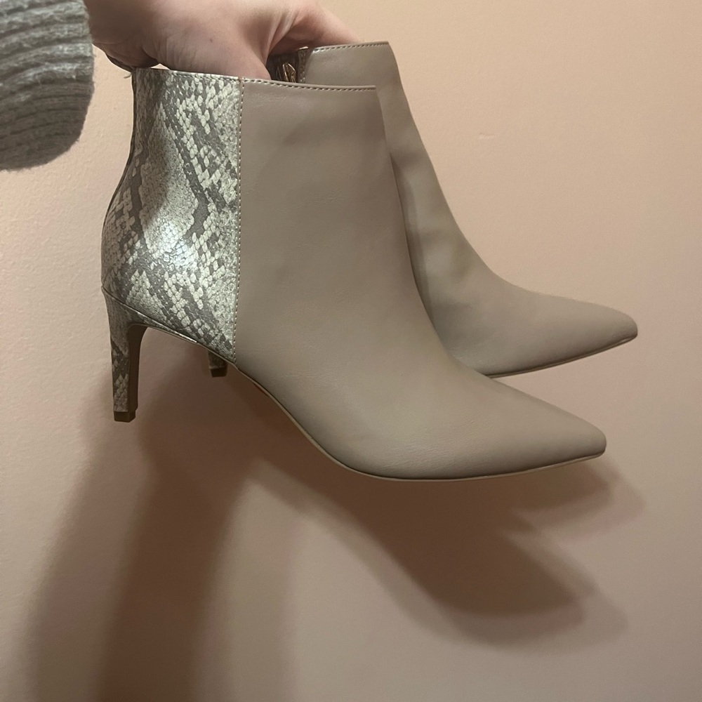 Ankle Boots with Snakeskin Detail